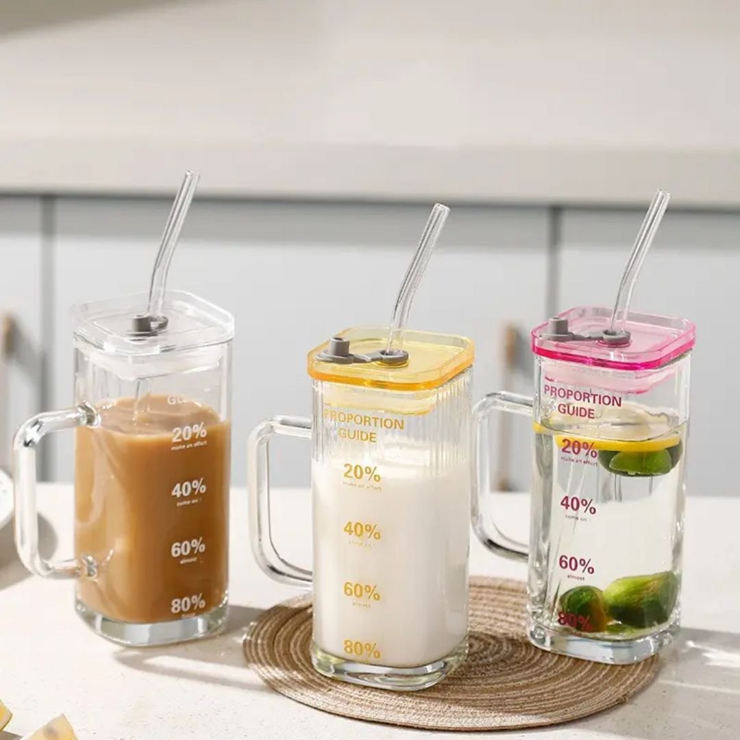 -OZApFP0ck6iVBD0PUSH Stylish Square Glass Mug with Straw & Handle