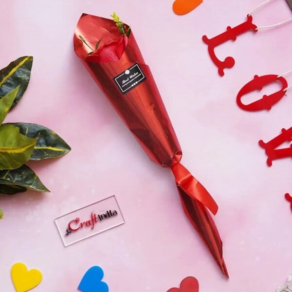eCraftIndia Best Wishes Artificial Red Rose Flower Decorative Showpiece Gift