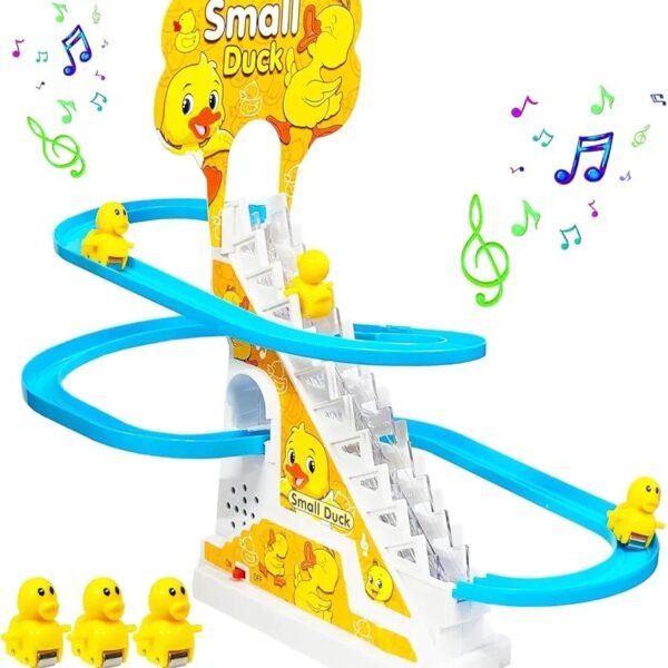 Small Duck Climbing Stairs Track Toy Set with Musical Effects