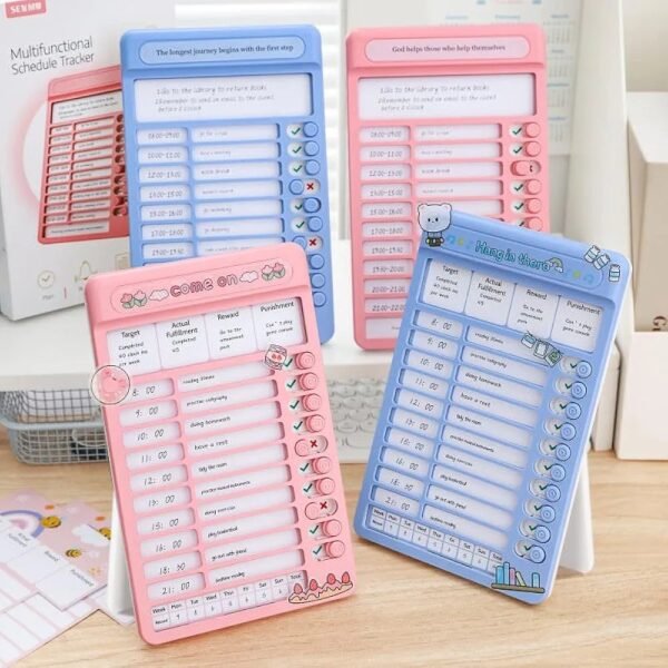 Habit Tracker Daily Planner Board for Kids & Adults | Reusable To-Do List Chore Chart with 15 Detachable Cards, Weekly Record & Motivation Paper | Plastic Checklist Routine Planner