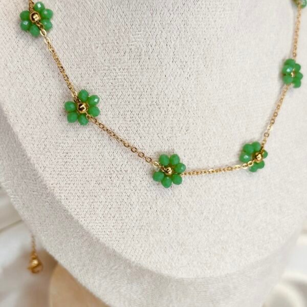 Verdant Blossom Beaded Chain Necklace