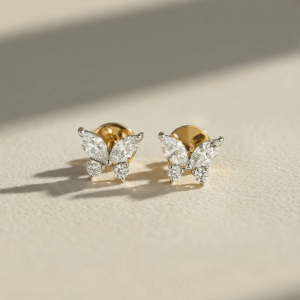 gold plated Butterfly stud Earrings