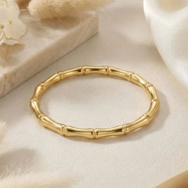 Women's Gold Plated Bamboo Style Bangle Bracelet