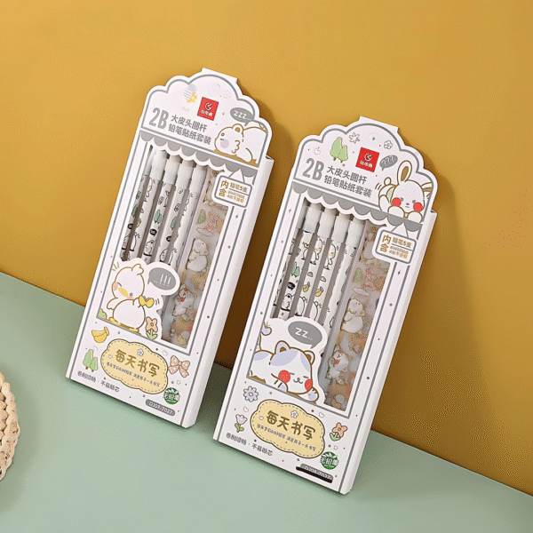 Kawaii Animal Pencil and Sticker Set