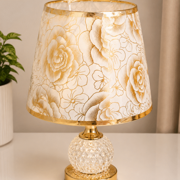 Golden Floral Crystal Table Lamp