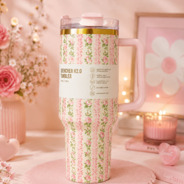 Floral Print Pink Tumbler
